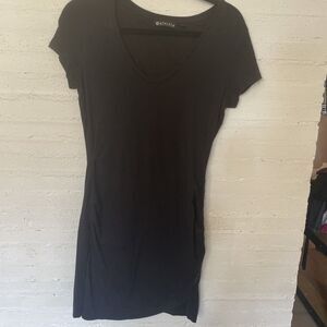 Athleta  dress Women's Central Small  Black Ruched Short Sleeve  Pima Stretch
